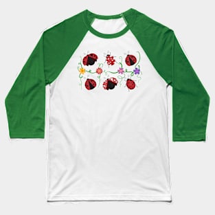 Ladybirds and flowers Baseball T-Shirt